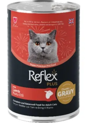 Plus Gravy Sos İçinde Et Parçacıklı Kuzu Etli Yetişkin Kedi Konserve 400 Gr (12 Adet) - 1