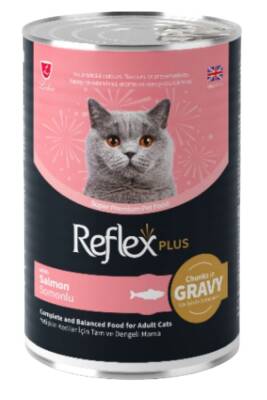 Reflex Plus Gravy Somonlu Sos İçinde Et Parçacıklı Yetişkin Kedi Konservesi 400 Gr (12 Adet) - 1