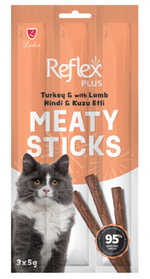 Reflex Plus Meaty Stick Hindi Ve Kuzu Etli Kedi Ödül Çubukları 3x5 gr (10 Adet) - 1